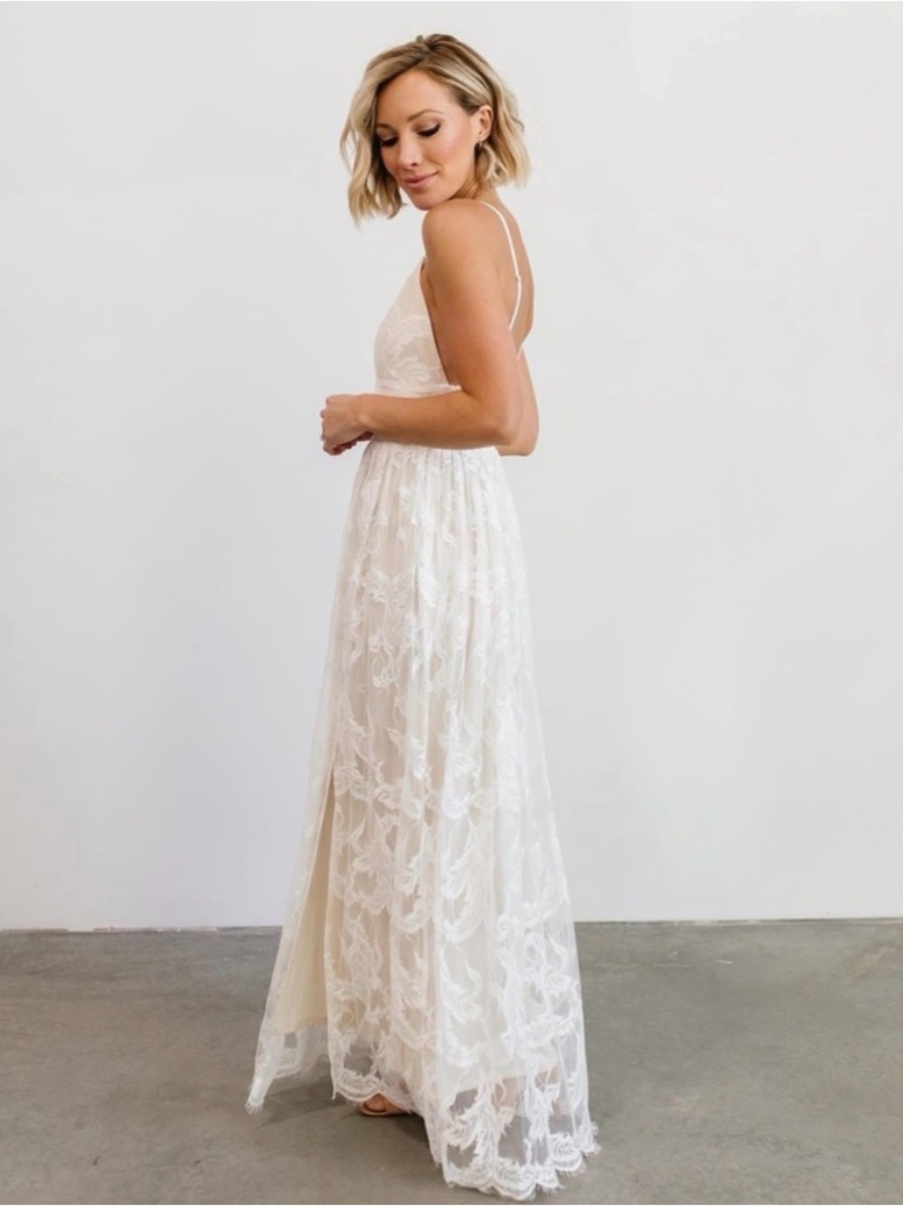 Baltic Born “Cozette” Strappy Lace Maxi Dress